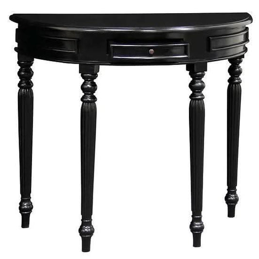 EMERY SOLID MAHOGANY TIMBER HALF MOON CONSOLE TABLE/HALL TABLE BLACK 83CM - MyChocolateWood