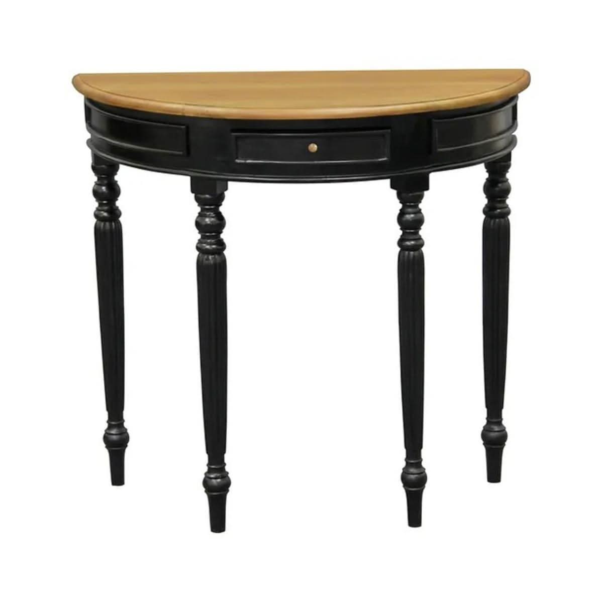 EMERY SOLID MAHOGANY TIMBER HALF MOON CONSOLE TABLE/HALL TABLE BLACK/CARAMEL83CM - MyChocolateWood