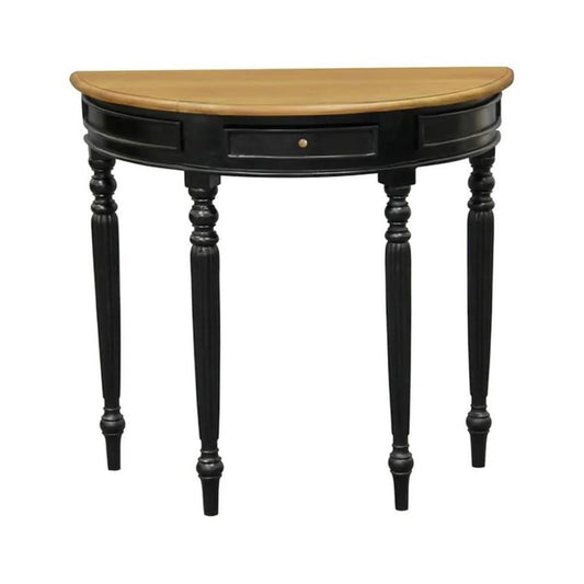 EMERY SOLID MAHOGANY TIMBER HALF MOON CONSOLE TABLE/HALL TABLE BLACK/CARAMEL83CM - MyChocolateWood