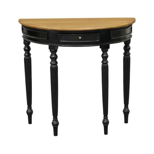EMERY SOLID MAHOGANY TIMBER HALF MOON CONSOLE TABLE/HALL TABLE BLACK/CARAMEL83CM - MyChocolateWood