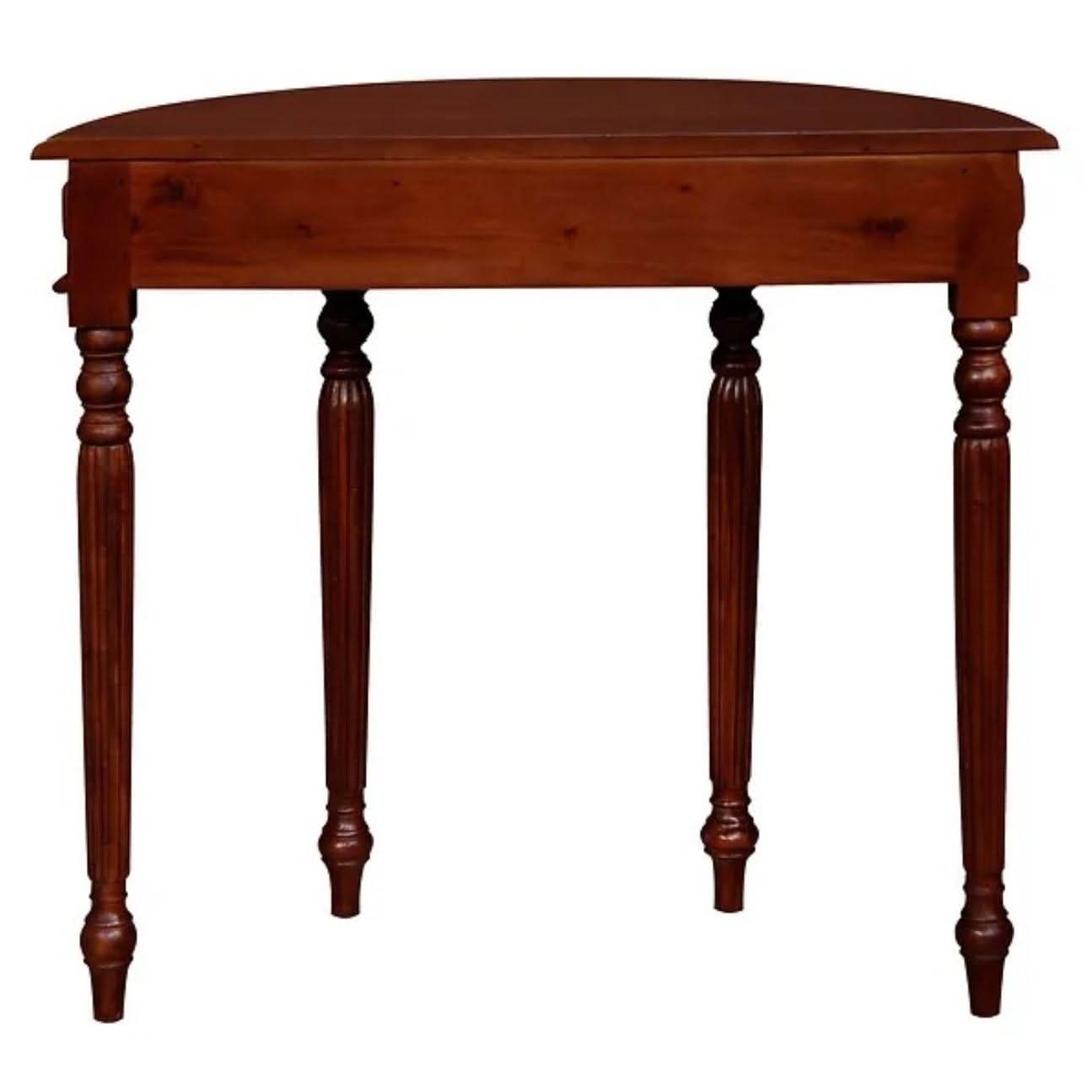 EMERY SOLID MAHOGANY TIMBER HALF MOON CONSOLE TABLE/HALL TABLE MAHOGANY COLOUR 83CM - MyChocolateWood