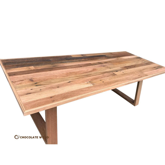 ESSENCE RECYCLED HARDWOOD DINING TABLE IN A RUSTIC FINISH AUSTRALIAN MADE TO ORDER - MyChocolateWood