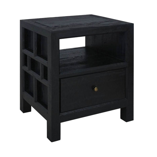 FABRIZIO 1 DRAWER BEDSIDE TABLE IN BLACK - MyChocolateWood