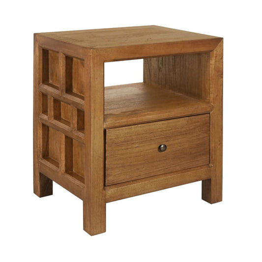 FABRIZIO 1 DRAWER BEDSIDE TABLE IN MINDI BROWN - MyChocolateWood