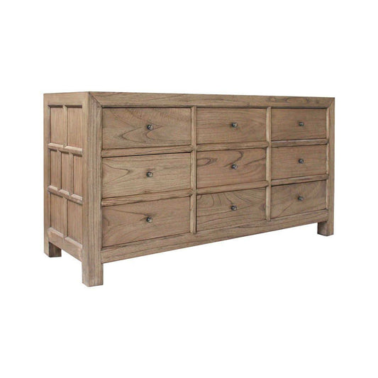 FABRIZIO MINDI WOOD 9 DRAWERS DRESSER 9 DRAWER CHEST OF DRAWERS IN MINDI BROWN - MyChocolateWood