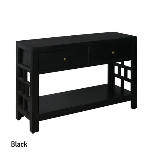 FABRIZIO MINDI WOOD CONSOLE TABLE/HALL TABLE 2 DRAWERS IN BLACK - MyChocolateWood