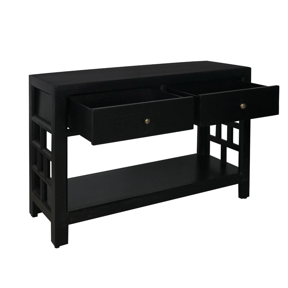 FABRIZIO MINDI WOOD CONSOLE TABLE/HALL TABLE 2 DRAWERS IN BLACK - MyChocolateWood