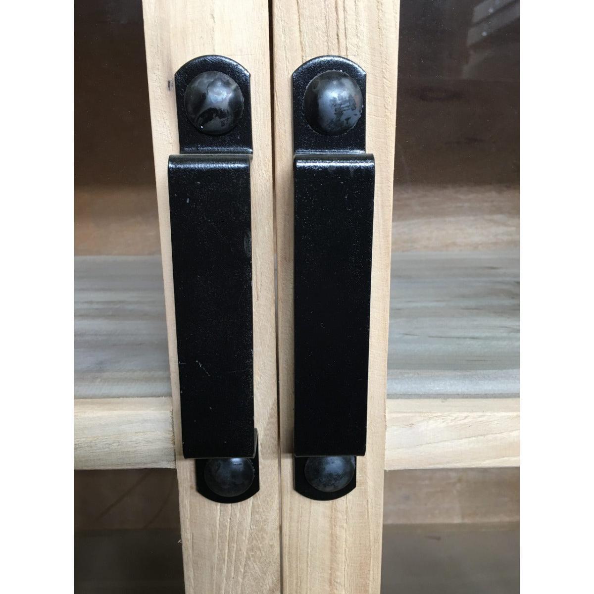 FAIRMONT RECYCLED ELM SIDEBOARD/BUFFET WITH GLASS DOORS. 2.1M VINTAGE INDUSTRIAL - MyChocolateWood