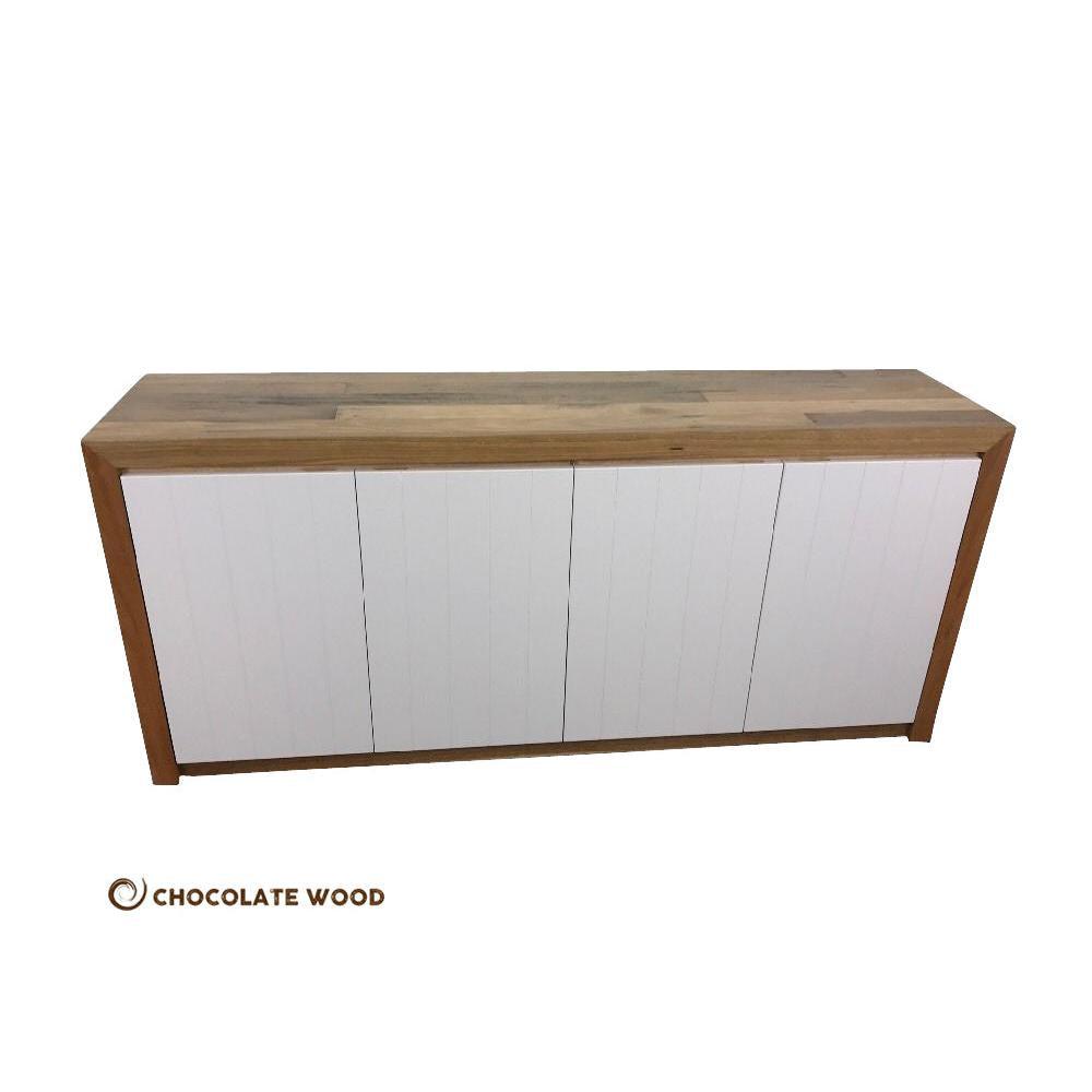 FLAMINGO RECYCLED HARDWOOD 4 DOOR BUFFET/SIDEBOARD IN WHITE POLYURETHANE - MyChocolateWood