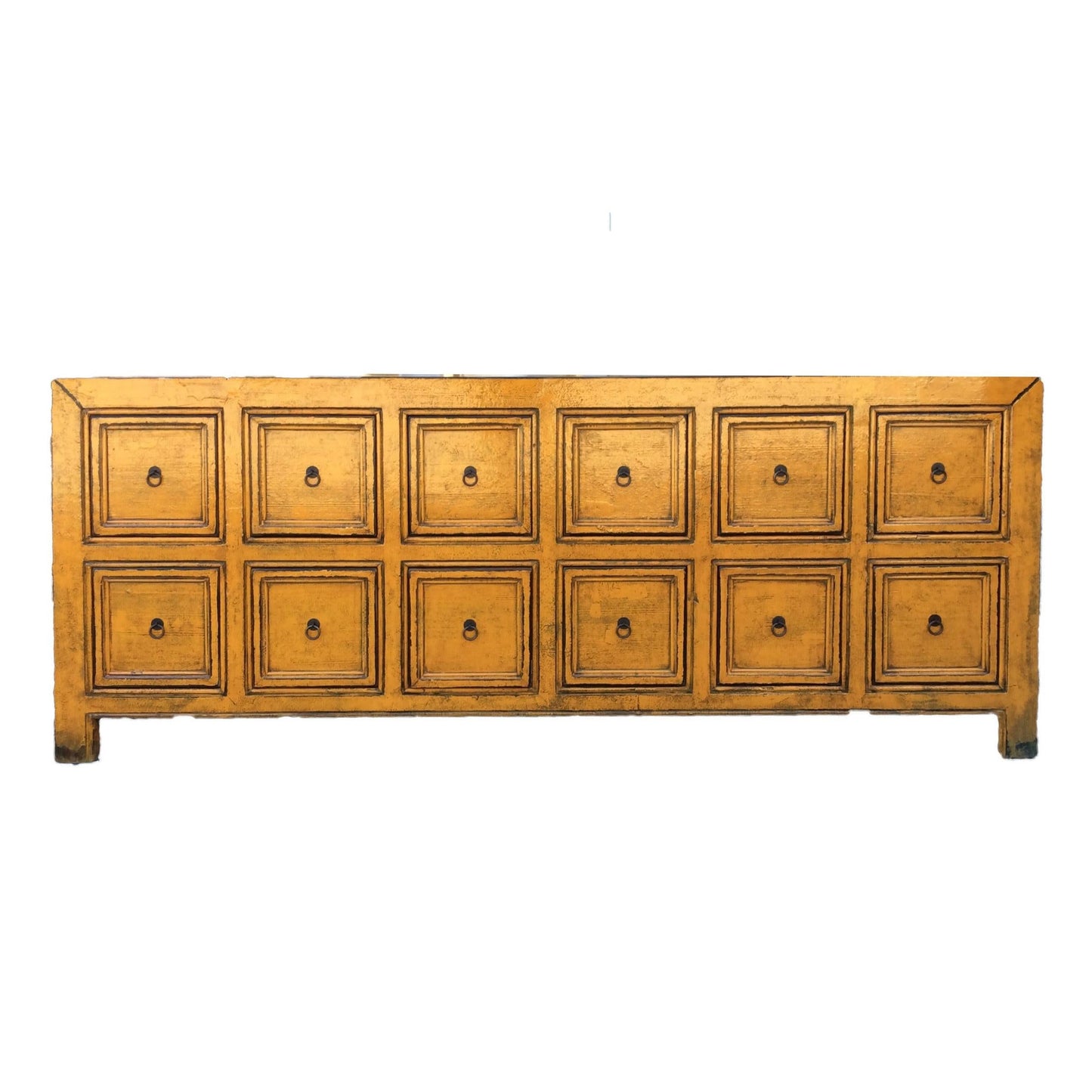 FUJIAN H7 CHINESE ANTIQUE RECYCLED PINE TIMBER BUFFET/SIDEBOARD 12 DOORS GOLD COLOUR - MyChocolateWood