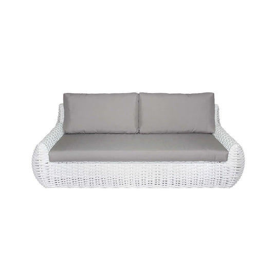 GASCONI 3-SEATER OUTDOOR ARMLESS SOFA WHITE FRAME/GREY CUSHIONS - MyChocolateWood