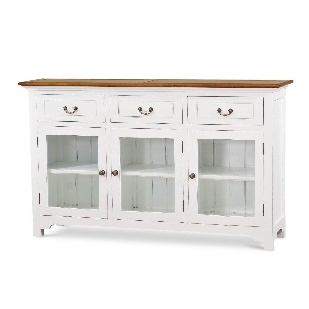 GENEVA 2 TONE HAMPTONS STYLE BUFFET/SIDEBOARD 3 DOORS 3 DRAWERS - MyChocolateWood