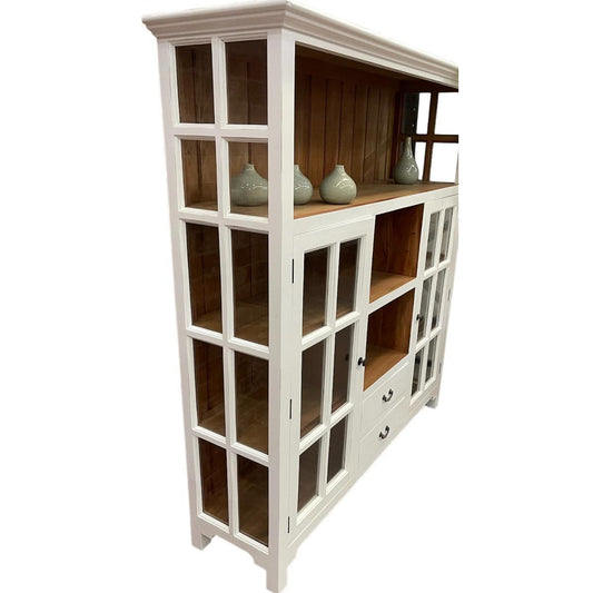 GENEVA HAMPTON STYLE 2 TONE KITCHEN CABINET WITH 2 DOORS 2 DRAWERS & 3 OPEN SHELVES - MyChocolateWood