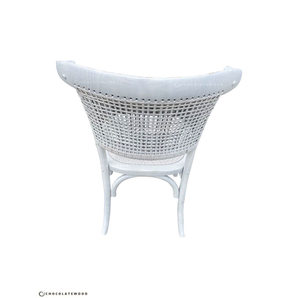 GIBRALTAR ROUND DINING TABLE IN 140CM + 4 MARSEILLE WHITE DINING CHAIRS - MyChocolateWood