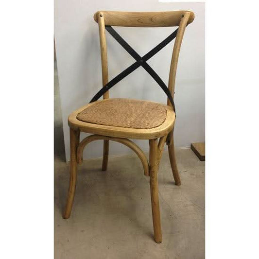 GLENWOOD ELM TIMBER METAL CROSS BACK CHAIR NATURAL - MyChocolateWood