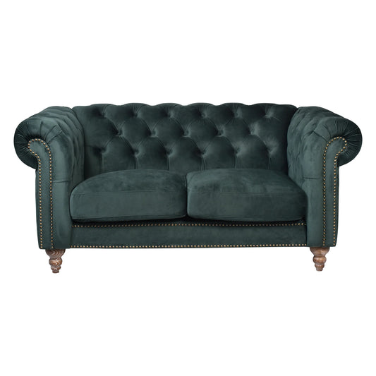 GOTCHA 2-SEATER CHESTERFIELD SOFA IN GREEN VELVET - MyChocolateWood
