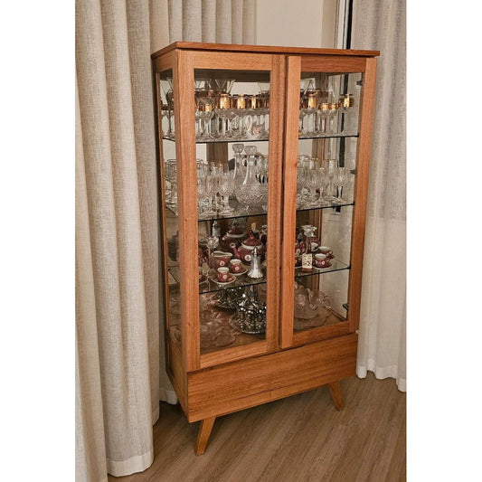 GRANVILLE DISPLAY CABINET IN SOLID TASSIE OAK & A CLEAR LACQUER FINISH - MyChocolateWood