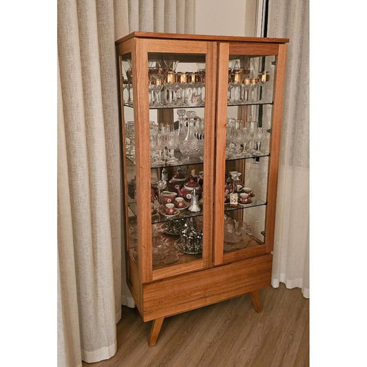 GRANVILLE DISPLAY CABINET IN SOLID TASSIE OAK & A CLEAR LACQUER FINISH - MyChocolateWood