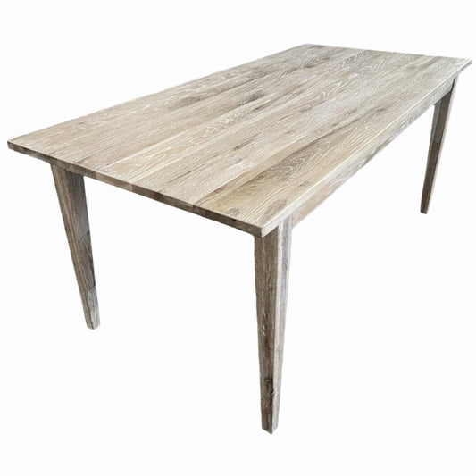 HAMPTONS SOLID OAK STYLE DINING TABLE IN WHITEWASH COLOUR 180CM - MyChocolateWood