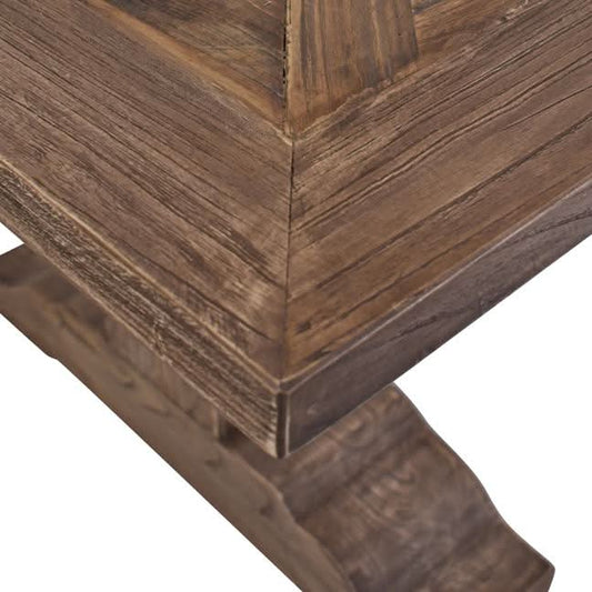HARLOW PARQUET RECLAIMED ELM DOUBLE EXTENSION DINING TABLE WITH PEDESTAL BASE 210/260/310CM NATURAL ELM - MyChocolateWood