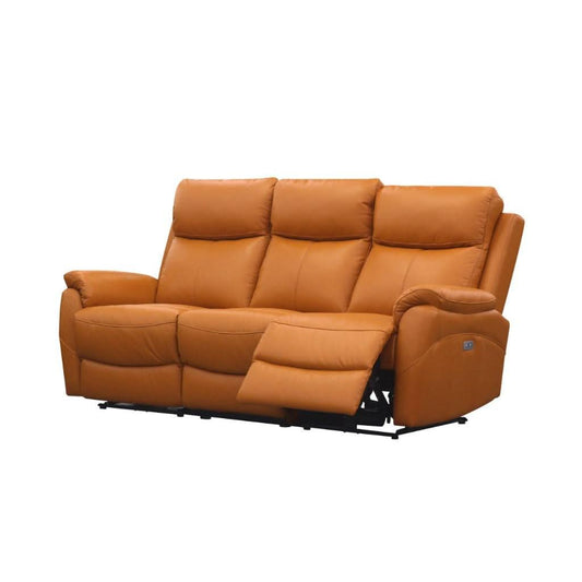 HAWES 3 PIECE ELECTRIC RECLINER 3-SEATER SOFA & 2 ARMCHAIRS TANGERINE COLOUR - MyChocolateWood