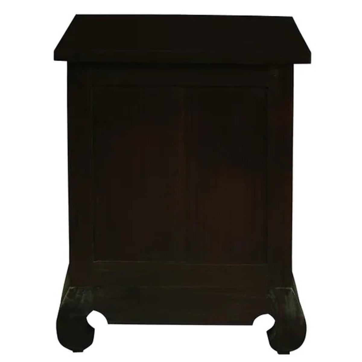 HIROKO OPIUM STYLE LEG 3 DRAWERS BEDSIDE TABLE - CHOCOLATE - MyChocolateWood