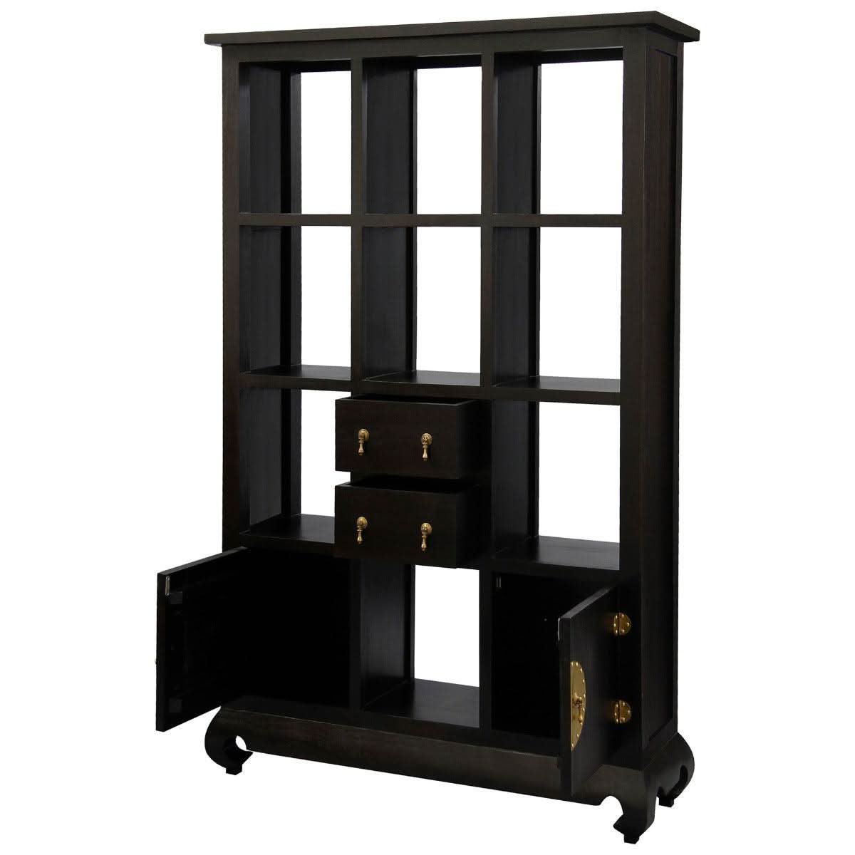 HIROKO SOLID MAHOGANY CHINESE STYLE 2 DOORS & 4 DRAWERS DISPLAY UNIT IN CHOCOLATE - MyChocolateWood