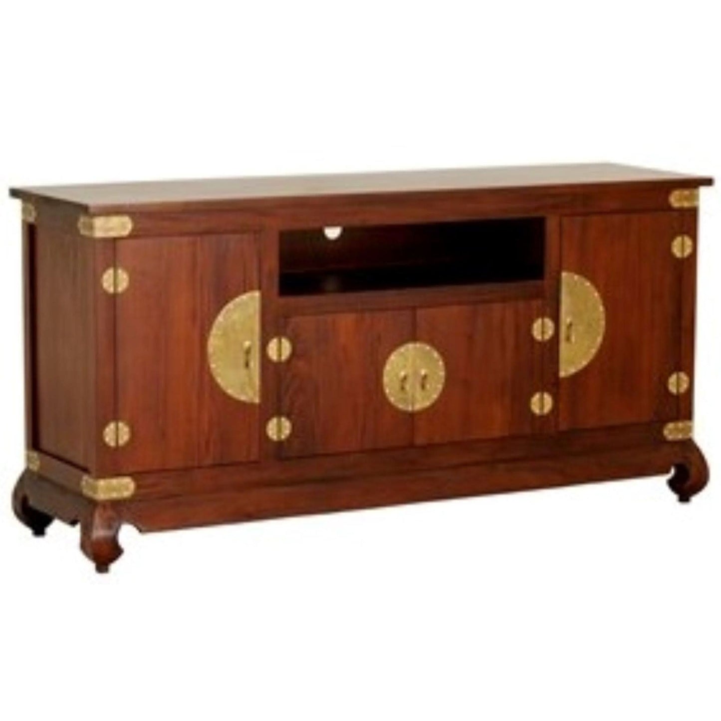 HIROKO SOLID MAHOGANY CHINESE STYLE LARGE TV UNIT 4 DOORS - MyChocolateWood