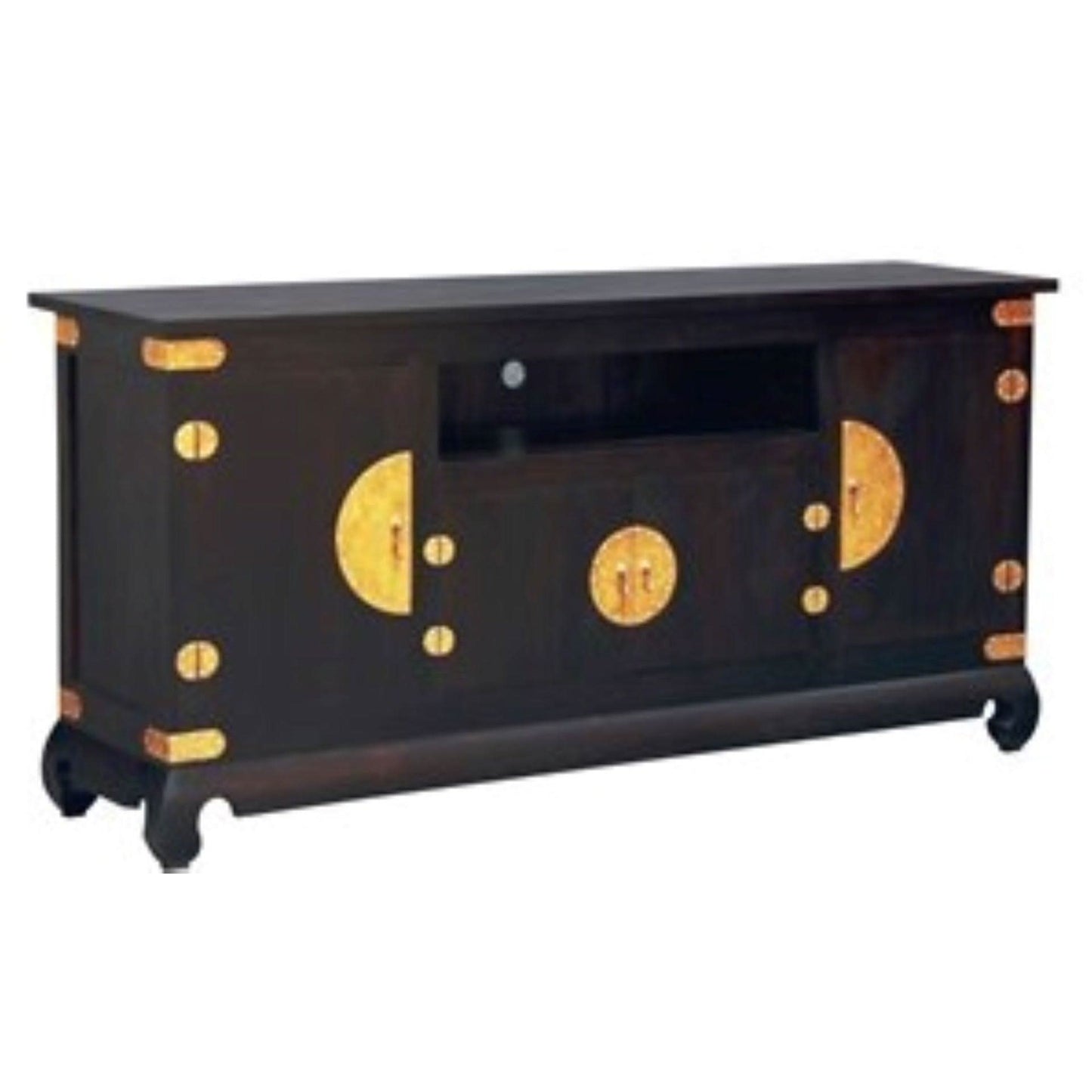 HIROKO SOLID MAHOGANY CHINESE STYLE LARGE TV UNIT 4 DOORS CHOCOLATE 182CM - MyChocolateWood
