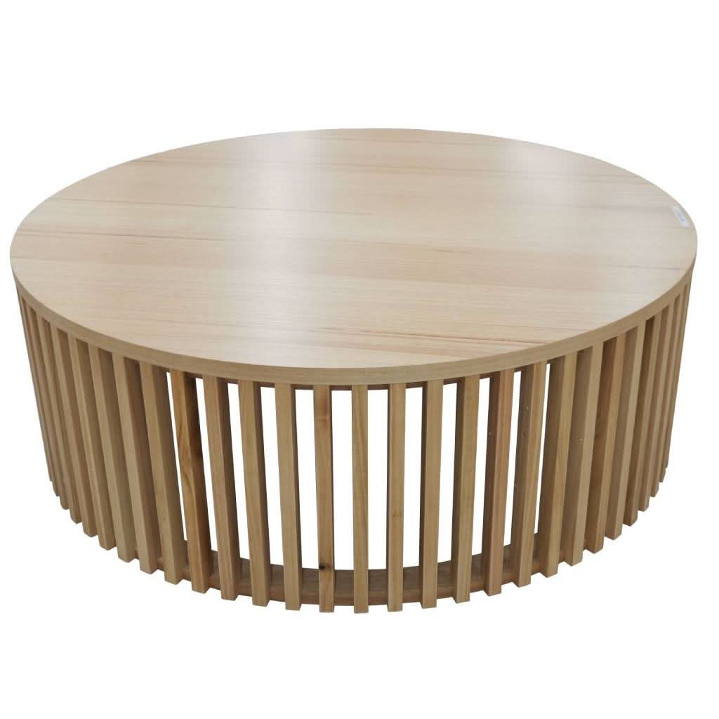 IBARRA SOLID & VENEER BLUE GUM TIMBER ROUND COFFEE TABLE NATURAL - MyChocolateWood