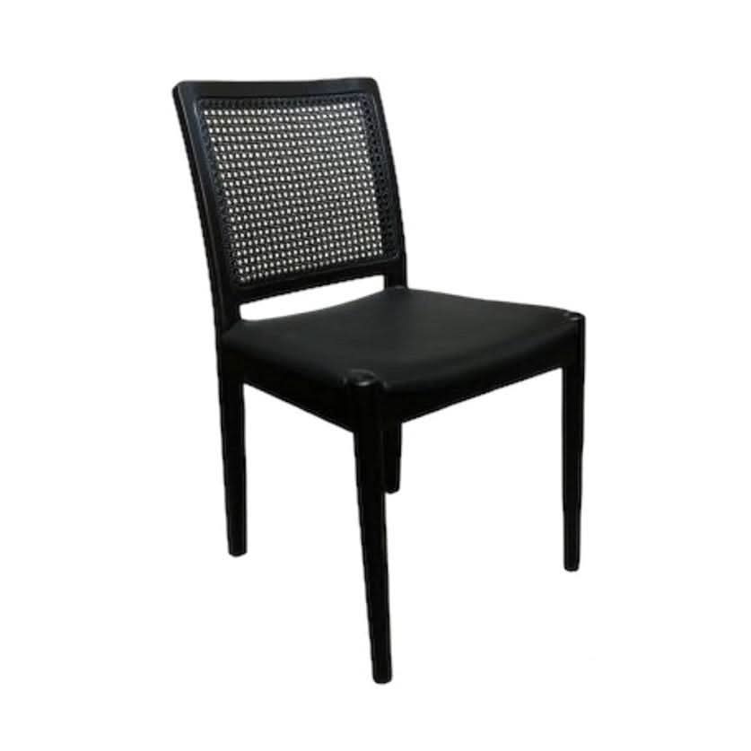 JAMAICA CONTEMPORARY DINING CHAIR OPEN WEAE RATTAN IN BLACK - MyChocolateWood