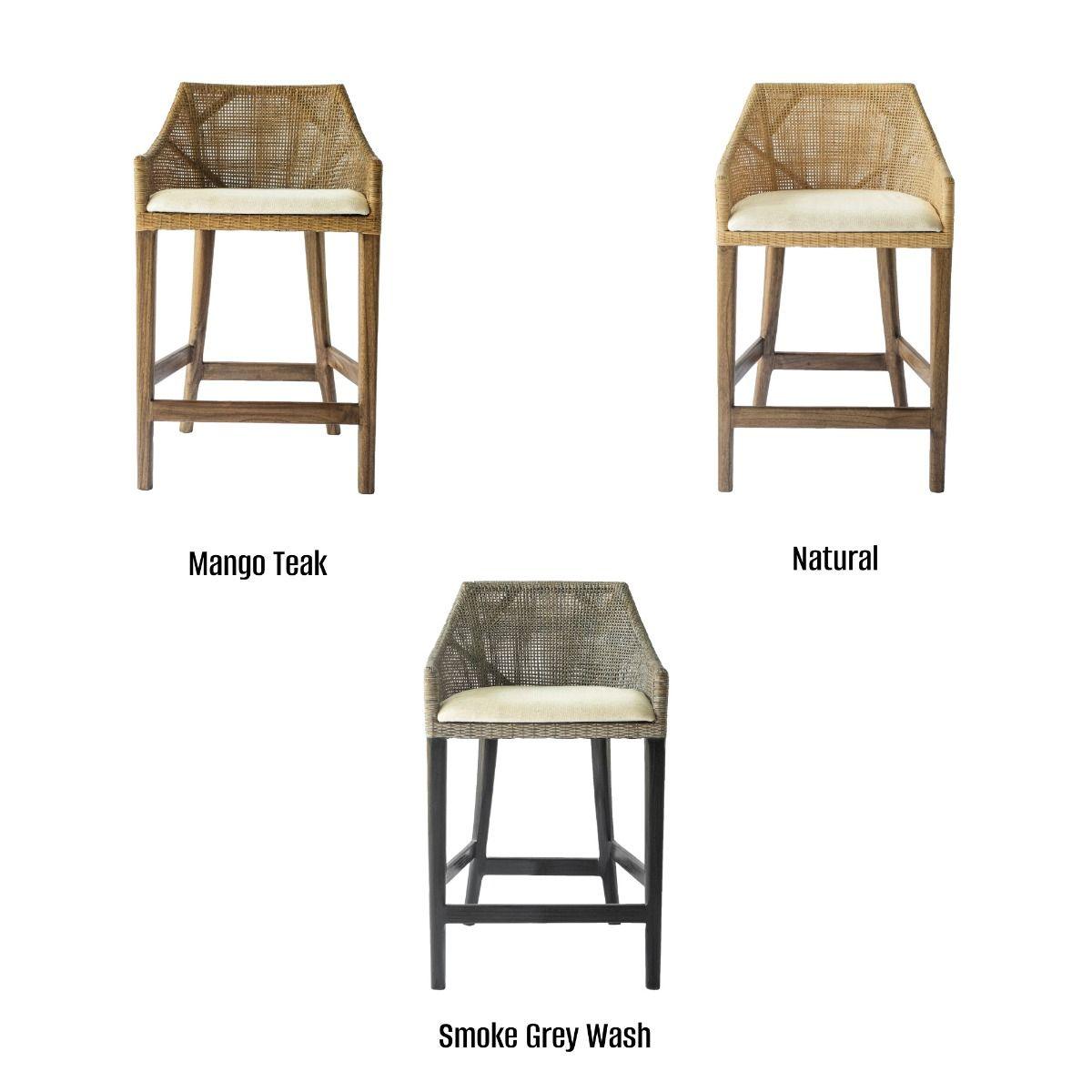 JENALLI HAMPTONS RATTAN COUNTER STOOL IN MANGO TEAK - MyChocolateWood