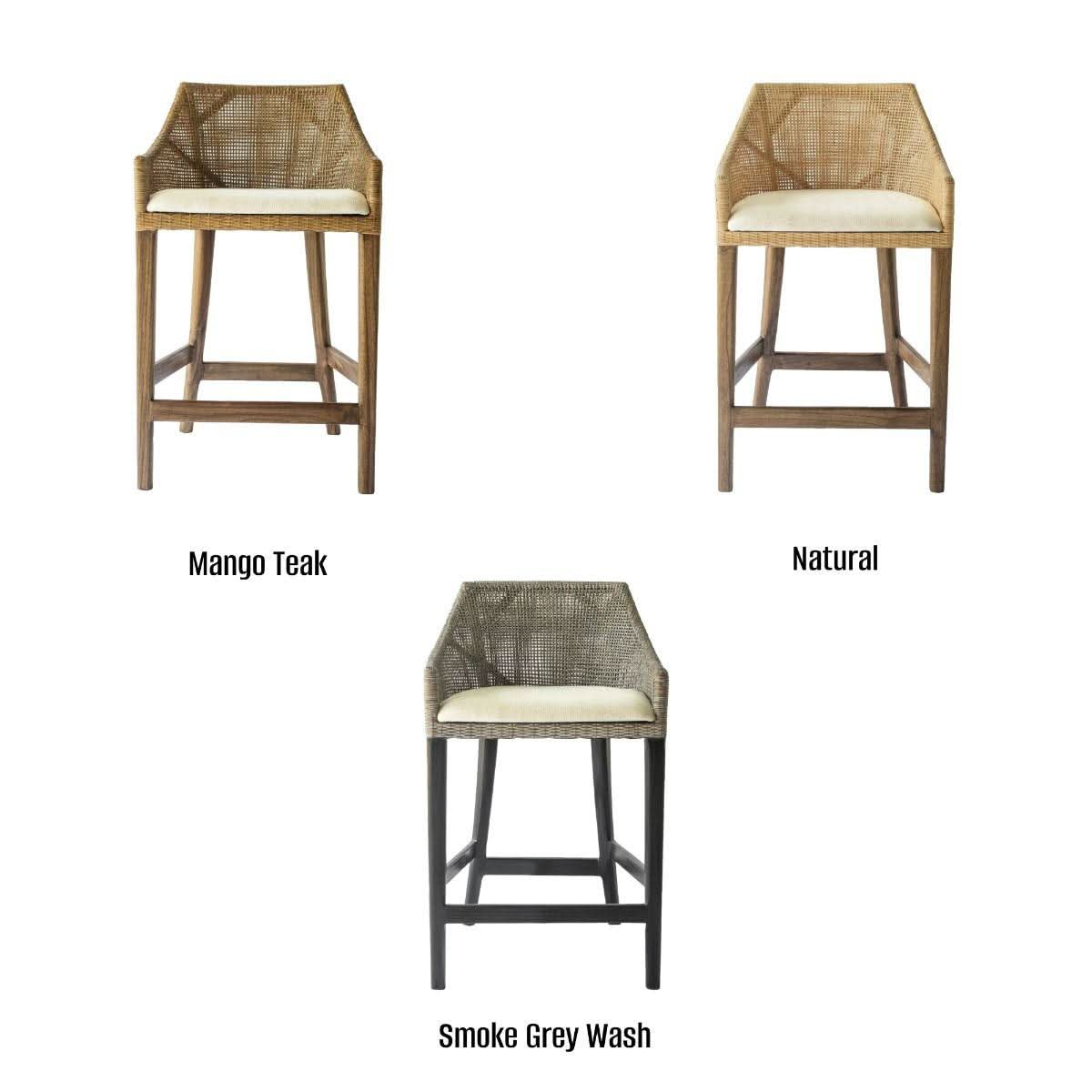 JENALLI HAMPTONS RATTAN COUNTER STOOL IN MANGO TEAK - MyChocolateWood