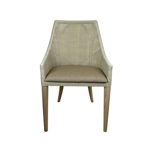 JENALLI HAMPTONS RATTAN OUTDOORS DINING CHAIR ANTIQUE WHITE - MyChocolateWood