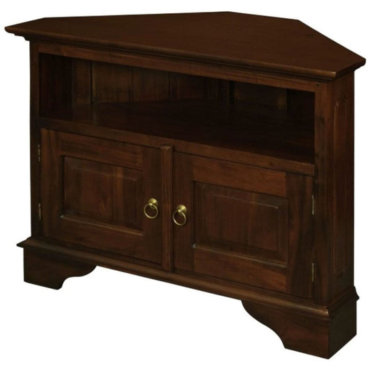 JEREMIAH CORNER SOLID MAHOGANY TV UNIT 2 DOORS/SHELF - MAHOGANY - MyChocolateWood