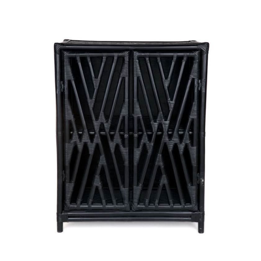 JORJI RATTAN CABINET/CUPBOARD/LIQUIR CABINET 2 DOORS BLACK - MyChocolateWood