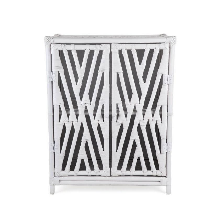 JORJI RATTAN CABINET/CUPBOARD/LIQUOR CABINET 2 DOORS WHITE - MyChocolateWood