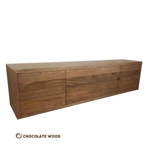 KADRI TASSIE OAK TIMBER WALL MOUNTED TV /ENTERTAINMENT UNIT WITH 2 DOORS 1 TUCKIN & 1 DROP DOWN - MyChocolateWood