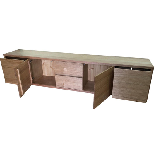 KAMILLA AUSTRALIAN MADE TASSIE OAK TV /ENTERTAINMENT UNIT WITH 2 DOORS & 2 LARGE DRAWERS & 2 SMALLER DRAWRS IN THE MIDDLE - MyChocolateWood