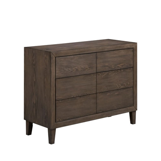 KASIANE RUBBERWOOD 6-DRAWER DRESSER 6-DRAWER CHEST OF DRAWERS CAFE GREY - MyChocolateWood