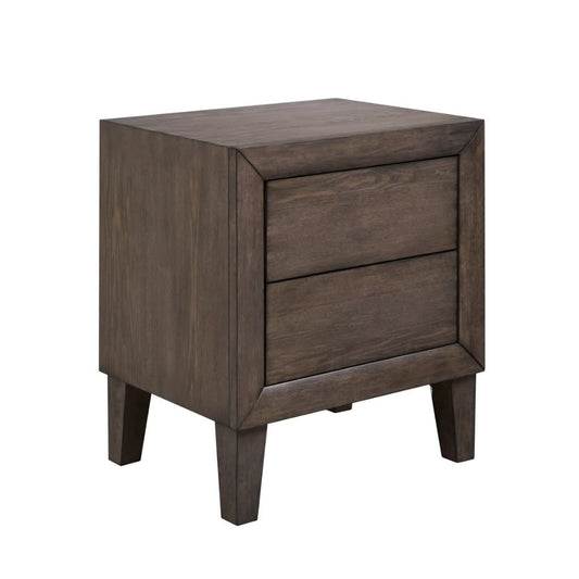 KASIANE RUSTIC RUBBERWOOD 2 DRAWER BEDSIDE TABLE CAFE GREY - MyChocolateWood