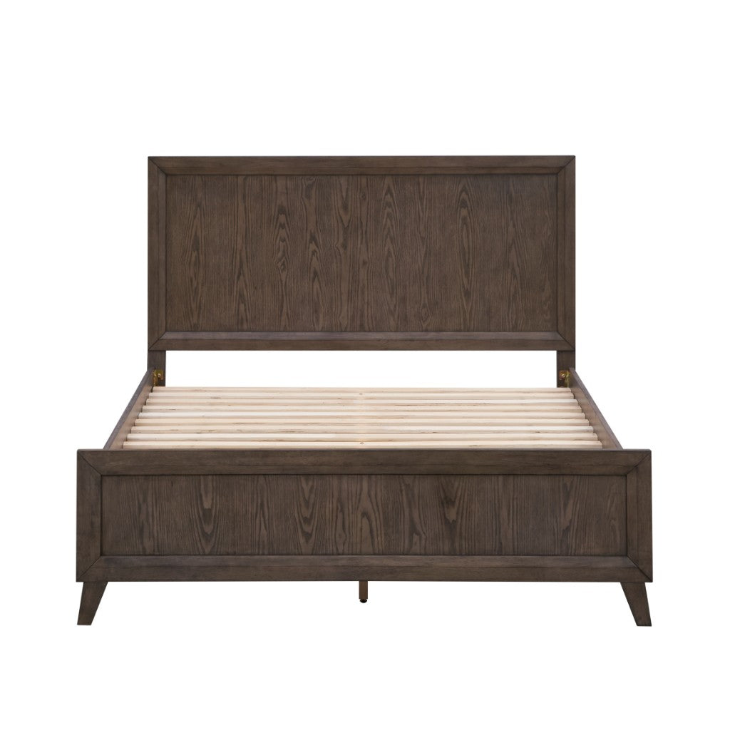 KASIANE RUSTIC RUBBERWOOD QUEEN BED CAFE GREY