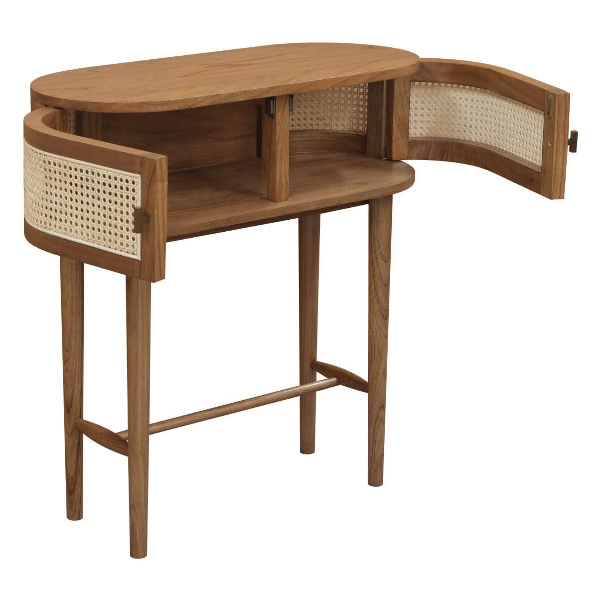 KELLY WHITE CEDAR TIMBER CONSOLE TABLE/HALL TABLE 2 DOORS ALMOND - MyChocolateWood