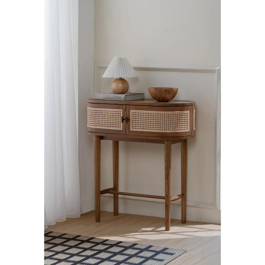 KELLY WHITE CEDAR TIMBER CONSOLE TABLE/HALL TABLE 2 DOORS ALMOND - MyChocolateWood