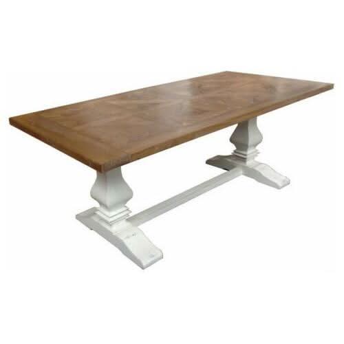 KENSIT HAMPTONS RECYCLED ELM DINING TABLE PARQUETRY TOP 200CM - MyChocolateWood