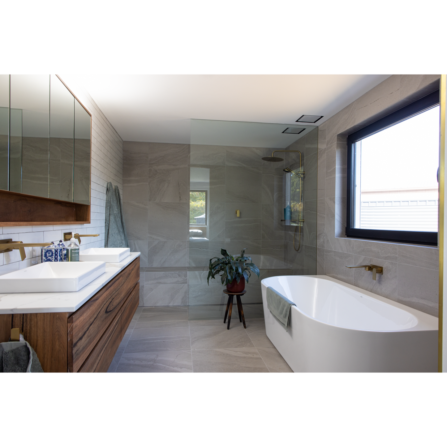 KIMBERLY CUSTOM MADE SOLID SPOTTED GUM VANITY + MIRROR - MyChocolateWood