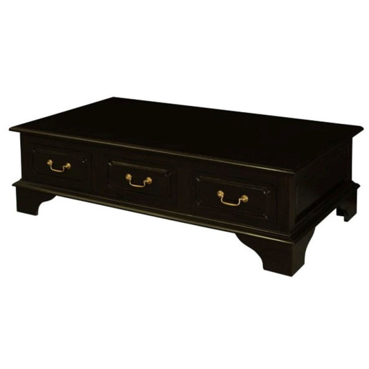 KLEVERSON SOLID MAHOGANY RECTANGULAR COFFEE TABLE 6 DRAWERS IN CHOCOLATE - MyChocolateWood