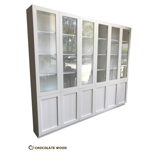 LAGONIA HAMPTONS STYLE 3 PIECE BOOKCASE IN WHITE PAINTED MDF - MADE TO ORDER - MyChocolateWood