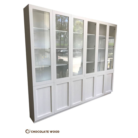 LAGONIA HAMPTONS STYLE 3 PIECE BOOKCASE IN WHITE PAINTED MDF - MADE TO ORDER - MyChocolateWood