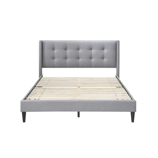 LAING FABRIC QUEEN BED BASE IN MID GREY - MyChocolateWood